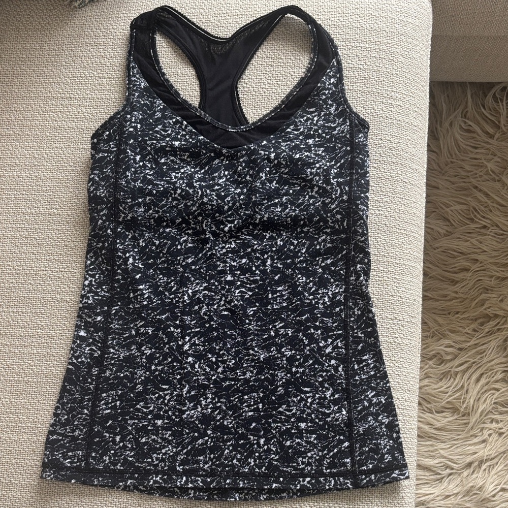 Lululemon Black & White Marble Racerback Tank Top - Women
